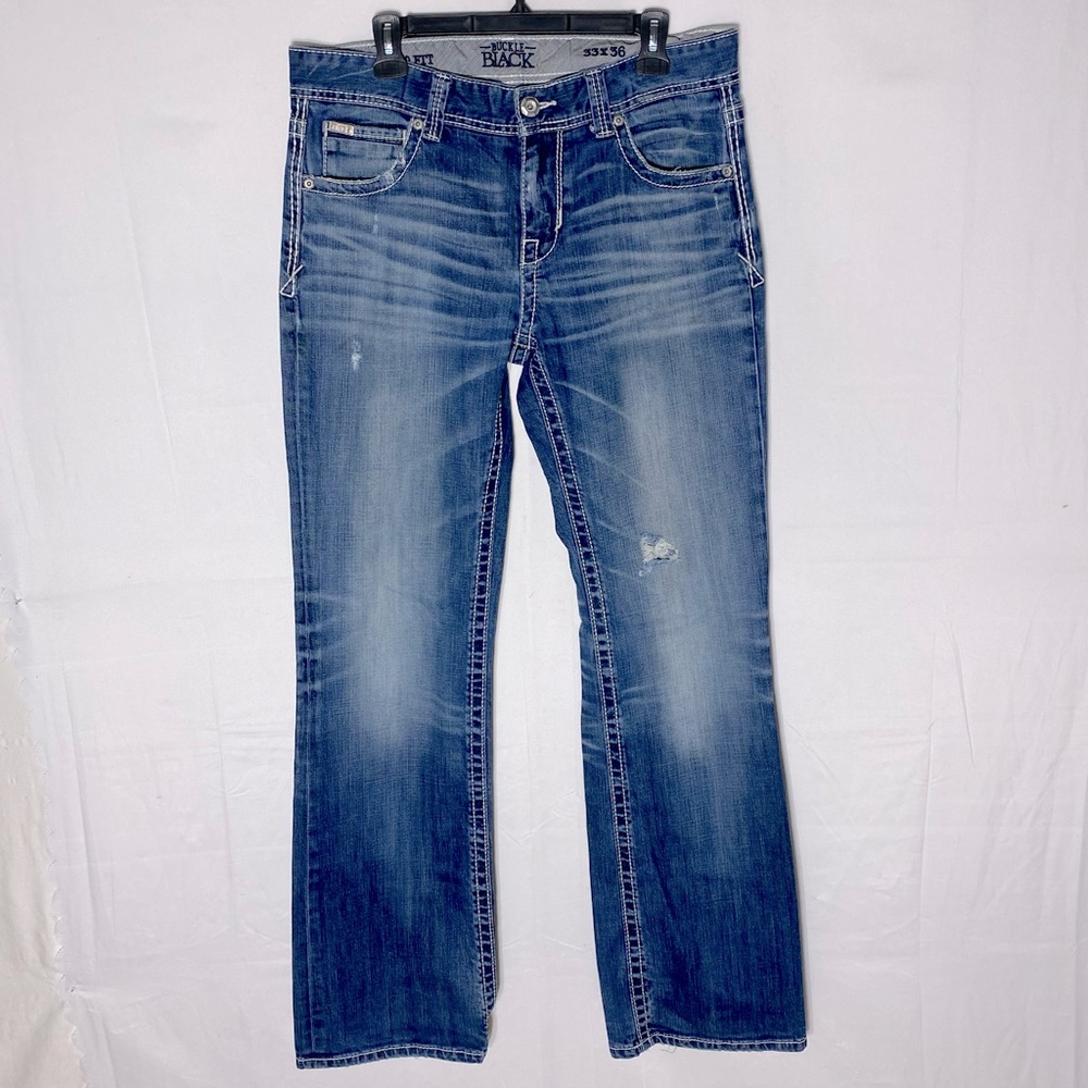 Buckle Black 9 Fit Med Wash Embroidered Pockets Boot Cut Jeans 33X34 Western
